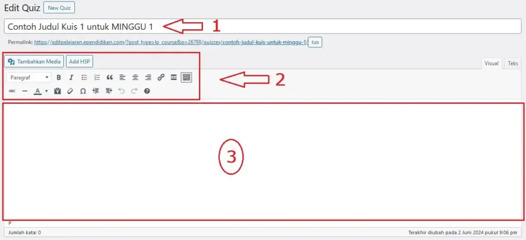 Cara Membuat Kuis Online 6 Bidang Judul dan Keterangan Kuis